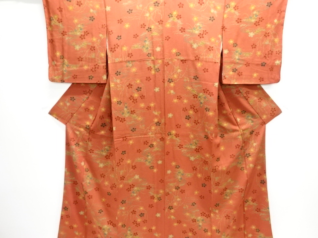 流水に草花模様小紋着物